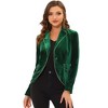 Allegra K Women's Suit Jacket Notched Lapel 1 Button Office Velvet Blazer - 2 of 4
