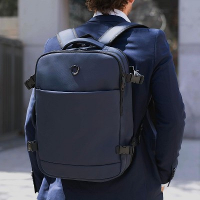 Traveler's Choice Markham Expandable, Clamshell Opening, Weekender, 27L Capacity Travel Backpack, Navy — фото 2