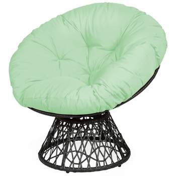 Tangkula Rattan Papasan Chair Ergonomic Chair All-Weather Wicker 360-Degree Swivel Cushion for Outdoor & Indoor Red/Black/Green