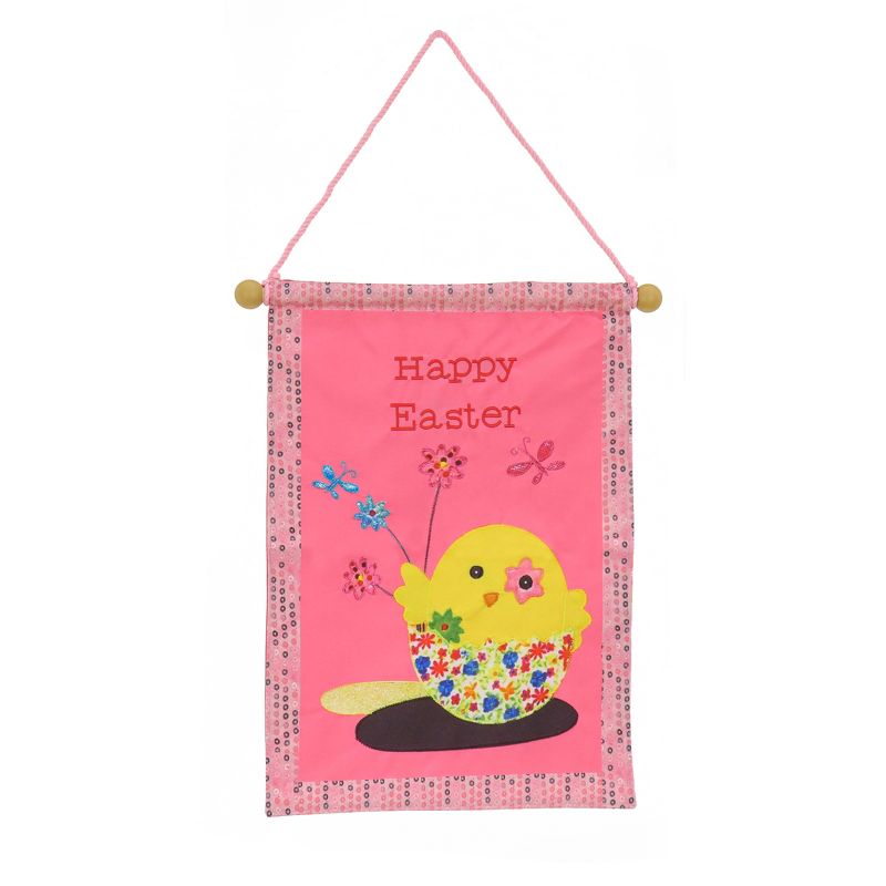 National Tree Company Happy Easter Hanging Banner Decoration, Pink, Easter Collection, 18 Inches, 1 of 4