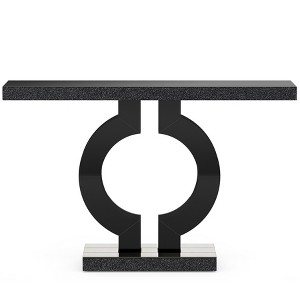 Lirago 43" Mirrored Console Table with O-Shaped Base-Modern Silver Sofa Table Easy Assembly Black - 1 of 4