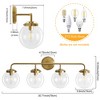POWLIG 30.71-in 4-Light Gold Bathroom Light Fixtures Over Mirror Vanity Lighting with Clear Glass Globe Shades - 3 of 4