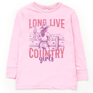 Long Live Country Girls Glitter - Youth Long Sleeve Graphic T-Shirt - 1 of 4