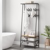 Coat Rack, 4-in-1 Hall Tree, Entryway Shoe Bench Coat Standwith Metal Frame, 3-Tier Shelf and 10 Hooks for Entryway,Hallway, Bedroom - 3 of 4
