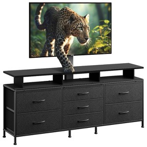 WOWLIVE TV Stand with Mount for 32-75 inch TVs, Dresser TV Stand with 7 Storage Drawers ,  Entertainment Center for Living Room - 1 of 4
