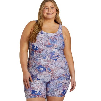 Sporti Sporti Plus Size Unitard Jungle Floral One Piece Swimsuit Mushroom 20W