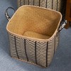 JANSNO Set of 2 Handwoven Square Palm Leaf Baskets with Handles, 14"x15" & 16"x17" – Decorative Storage for Laundry, Books, Picnic & Home Organization - 4 of 4