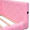 CAVINAS Full Size Upholstered Floor Bed Modern Wooden Bed Frame with LED Light, 2 Ports and Teddy Fabric for Bedroom - 3 of 4