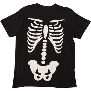 Whiskey and Oak Halloween Crew Neck T-Shirt for Men - Skeleton & Pumpkin - 100% Cotton - 1 of 4