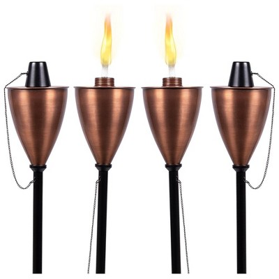 BirdRock Home 4-Pack Outdoor Wide Conical Torches - Bronze