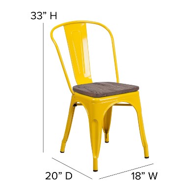Bright Yellow Galvanized Steel Slat Side Chair for Versatile Spaces