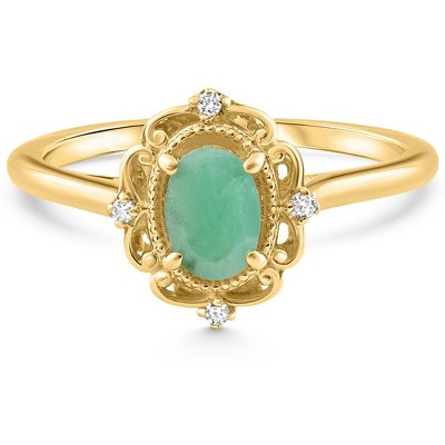 Pompeii3 1/2Ct Oval Emerald & Lab Created Diamond Ring 10k White Gold
