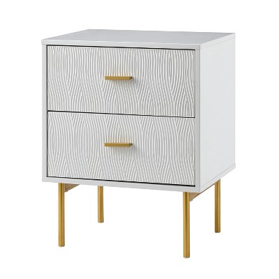 Valente 25.2'' Tall 2-Drawer Nightstand with Wavy Embossed Texture Modern Nightand Set of 2|KARAT HOME