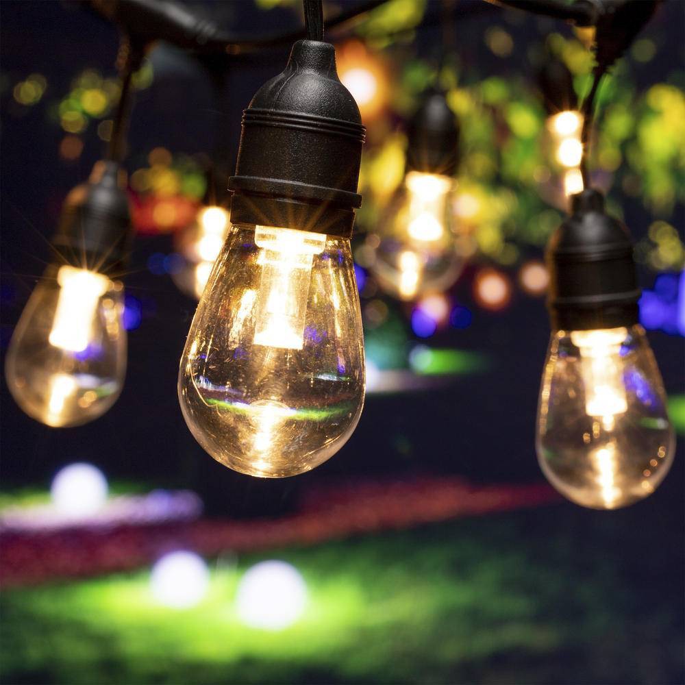 Brightlux 24&#39; 12 Light Color Flow String Light: Outdoor LED Filament, ETL Listed, Multicolor Effects, 22ft Lighted Length