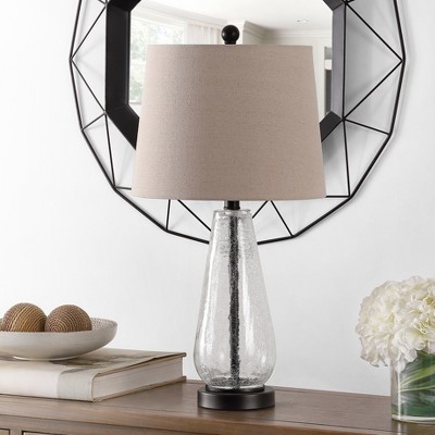 Naila 25.5" Clear Glass Table Lamp with Beige Shade