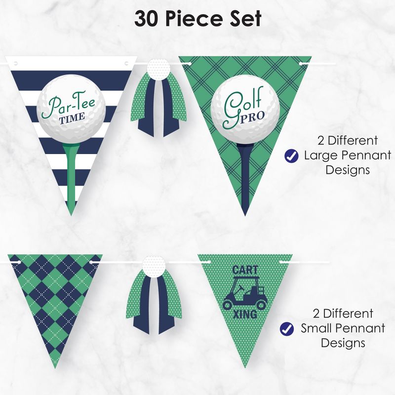 Big Dot of Happiness Par-Tee Time - Golf - DIY Birthday or Retirement Party Pennant Garland Decoration - Triangle Banner - 30 Pieces, 5 of 9