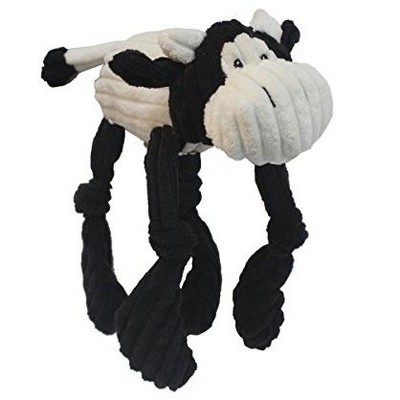 Multipet Corduroy Critters 9 inch Soft Corduroy Toys with Dangly Arms/Legs That Squeak - Cow