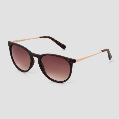 Women&#39;s Tortoise Shell Print Plastic Round Sunglasses - Universal Thread&#8482; Brown