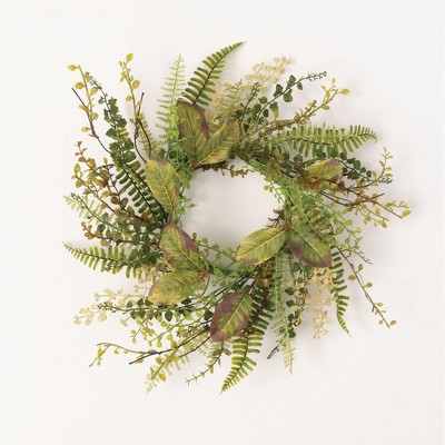 Sullivans Artificial Mixed Herbs Accent Wreath 16"H Green