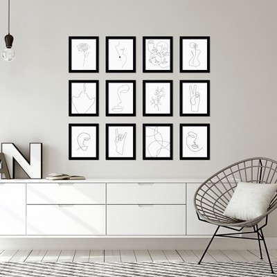 (Set of 12) 8" x 10" Line Art by Explicit Design Framed Art Set