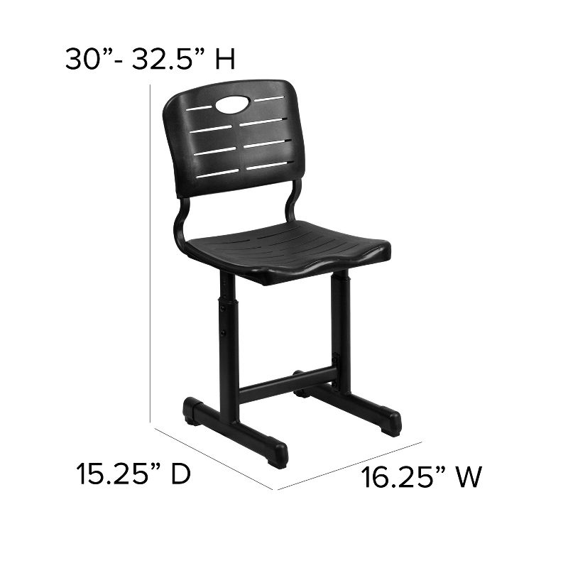 Emma and Oliver Adjustable Height Black Student Chair with Black Pedestal Frame, 5 of 14