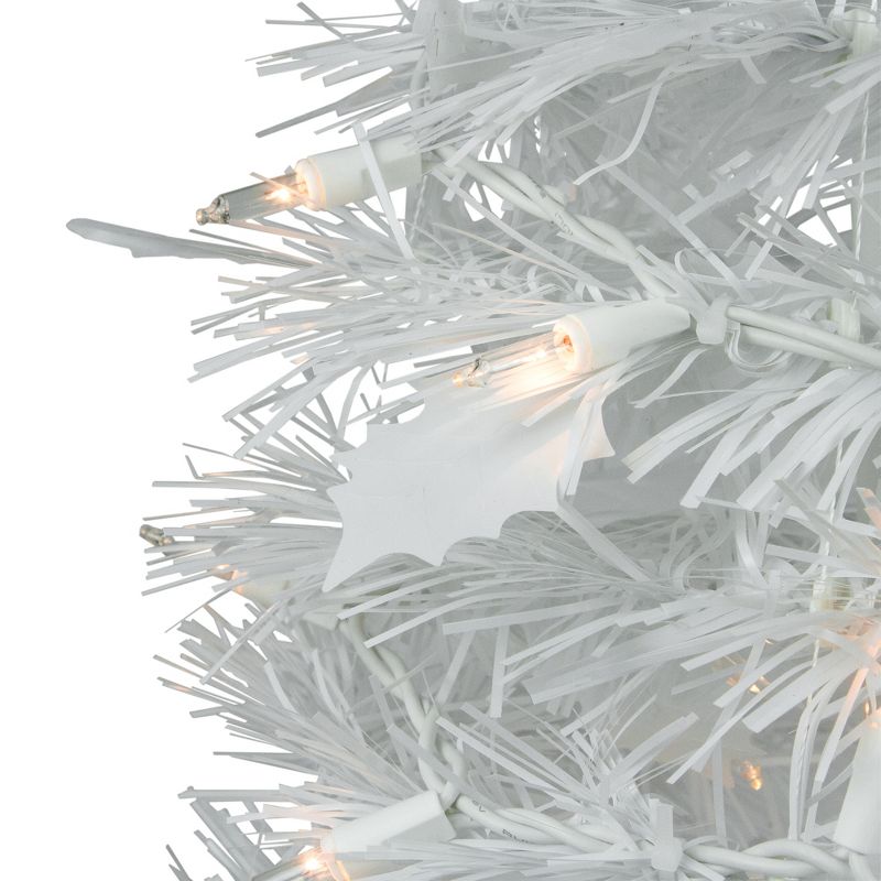 Northlight 4' Pre-Lit White Tinsel Pop-Up Artificial Christmas Tree, Clear Lights, 3 of 7