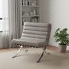 HomeRoots 29" Gray and Silver Tufted Leather and Upholstered Folding Lounge Chair - 2 of 4