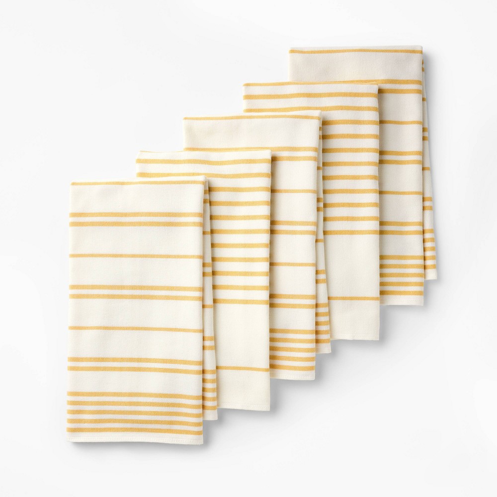 Photos - Other Accessories 5pc Kitchen Towels Yellow - Figmint™