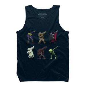 Men's Design By Humans Dabbing Halloween Creatures Skeleton Zombie Dab By vomaria Tank Top - 1 of 3