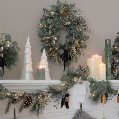 HGTV 2ct 28" Swiss Chic Decorated Mixed Pine Christmas Artificial Stem