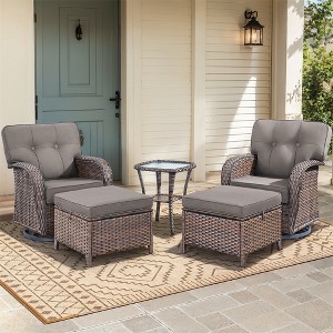 Gymojoy 5 Pieces Swivel Chair Table with Ottomans - 1 of 4