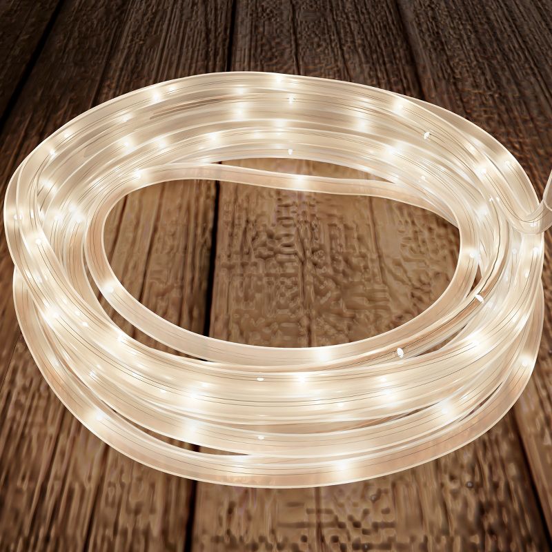 Nature Spring Outdoor Solar Rope Light - Solar-Powered Cable String - 100 Lights with 8 Modes for Patio, Backyard, Garden, 38.65' - Warm White, 1 of 9