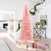 LuxenHome 7Ft Pre-Lit Pink Slim Tree with Metal Stand - 2 of 4