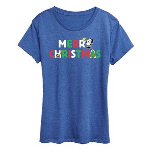 Women's - Peanuts - Merry Christmas Stacked Short Sleeve Graphic T-Shirt - 1 of 4