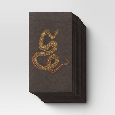 20ct Halloween Paper Disposable Dinner Napkins Black - Threshold™: Snakeskin Pattern, Haunted House Theme, 15.625" x 12.875"
