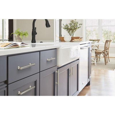 Polished Nickel Modern Cabinet Drawer Pull with Mounting Hardware