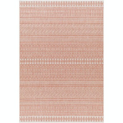 Mark & Day Antibes 5'3"x7'7" Rectangle Woven Indoor and Outdoor Area Rugs Coral/White