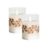 Lumabase 2ct Battery Operated LED Glass Candles with Moving Flame Gold Garland - 2 of 4
