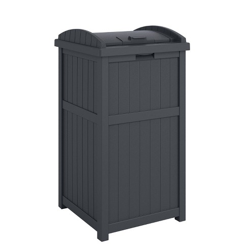 Suncast Hideaway Rectangular 33 Gallon Trash Can With Secure Lid