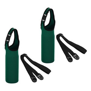 Unique Bargains Neoprene Insulated Removable Shoulder Straps Water Bottle Sling Bags 2.64"x7.28" 2 Pcs Dark Green - 1 of 4