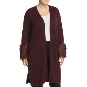 Vince Camuto Womens Faux-Fur Cuff Cardigan Sweater - 1 of 1