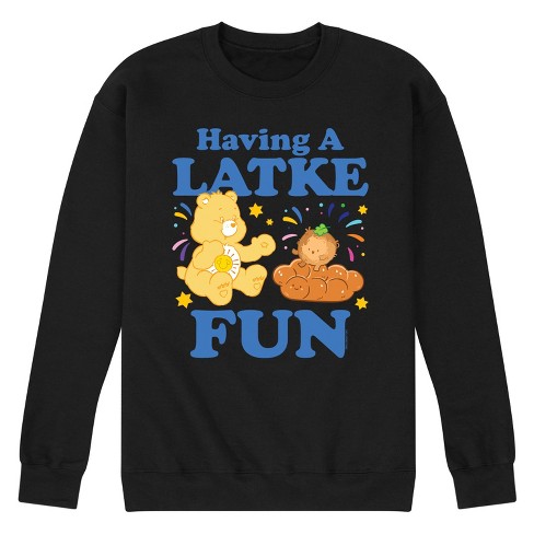 Men s Care Bears Hanukkah Latke Fun Graphic Fleece Sweatshirt Black Medium Target
