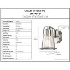 Urban Ambiance Luxury Coastal Wall Sconce 8.25''H x 6''W,  Brushed Nickel Finish,  Kempsey Collection, UHP4070 - 3 of 4