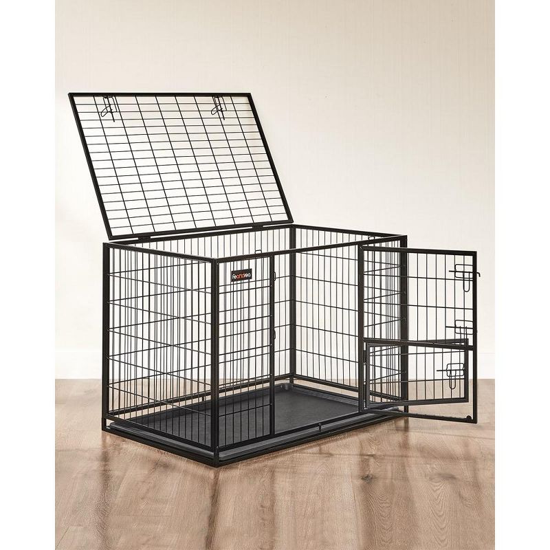Feandrea Heavy-Duty Dog Crate, Metal Dog Kennel and Cage with Removable Tray, XL for Medium and Large Dogs, Black, 4 of 5
