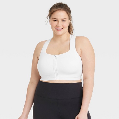 Women's Sculpt High Support Zip-front Sports Bra - All In Motion™ White 44dd  : Target