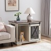 Okak Farmhouse Dog Crate with Sliding Barn Doors, Dog Kennel with Flip-Top Plate and Detachable Divider, Dog Cage for Small, Medium, Large Dog - 2 of 4