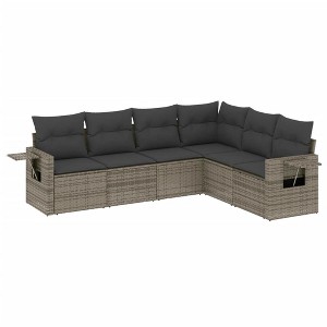 vidaXL Garden Sofa Set Grey PE rattan 6-Piece Foldable Garden Sofa Set - 1 of 4