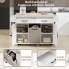 Dexmalle White Kitchen Island with Trash Can,Drop Leaf and Towel Rack - 4 of 4