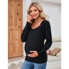 Women's Maternity Tops Casual V Neck Sweaters Puff Long Sleeve Ribbed Knit Fall Pregnancy Babydoll Pullover Sweater - 4 of 4