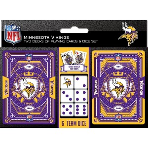 MasterPieces Officially Licensed NFL Minnesota Vikings 2-Pack Playing cards & Dice set for Adults - 1 of 4